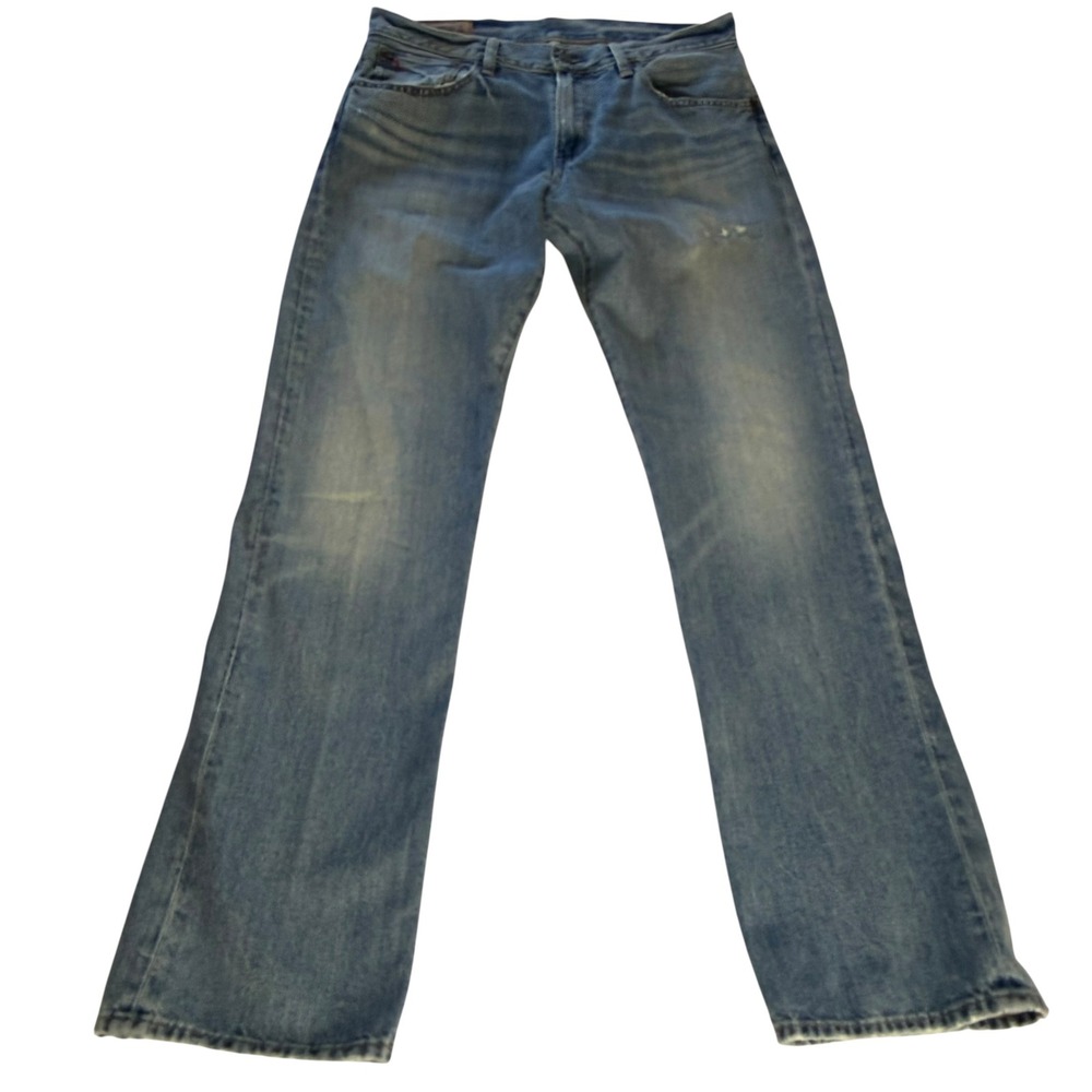 Polo Ralph Lauren Mens Distressed Light Wash Straight Leg Denim Jeans 32x32
